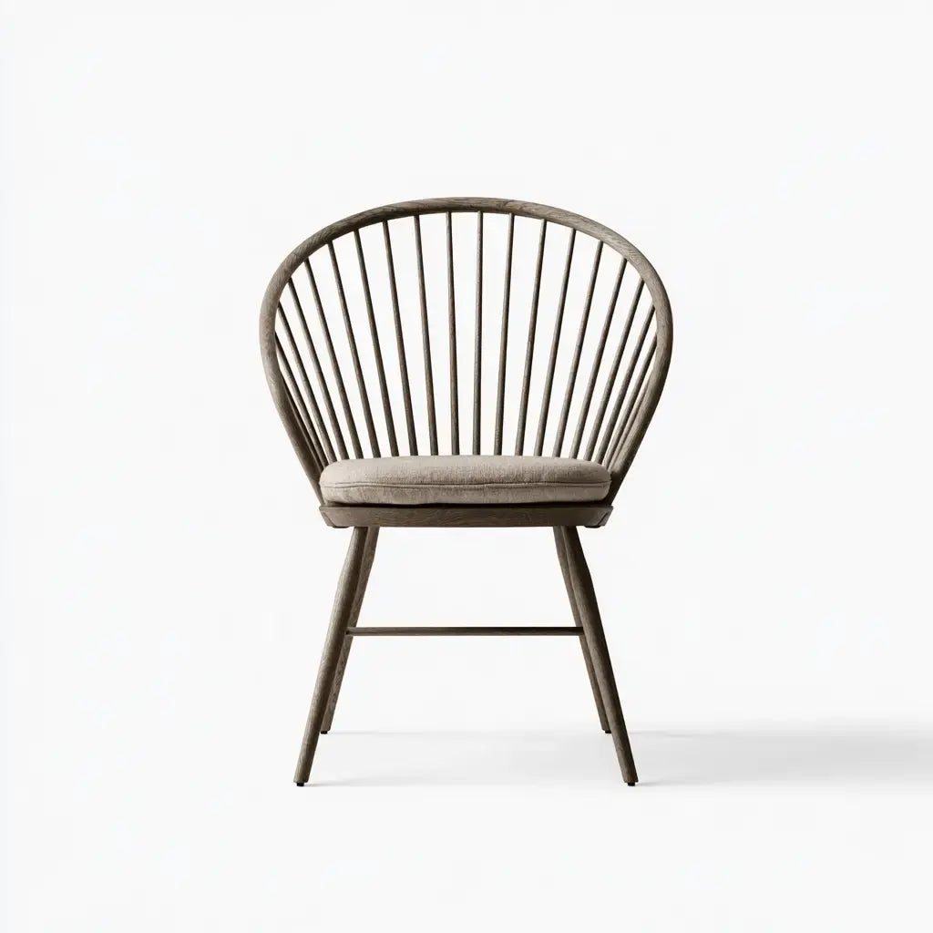Silla con respaldo de varillas en abanico - gris