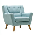Sillón con respaldo de botones y brazos rectos - azul