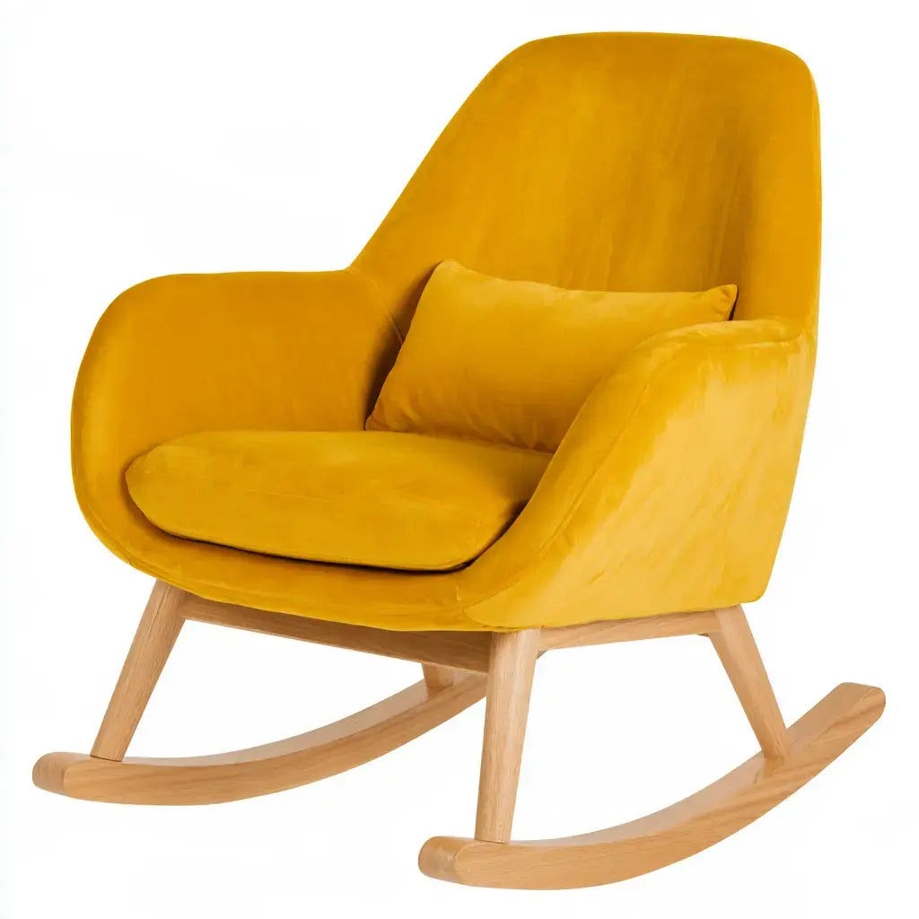 Mecedora con asiento envolvente y cojín liso - amarillo/beige