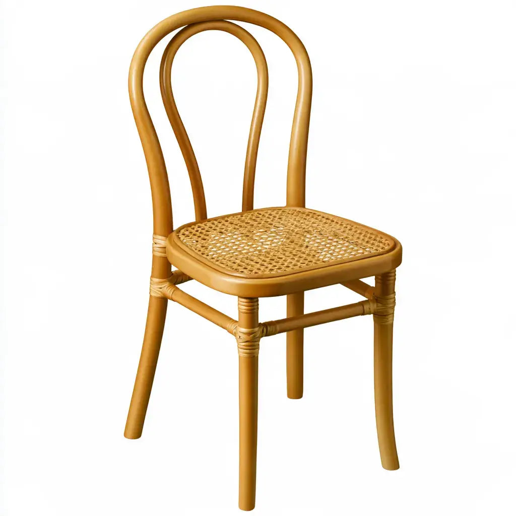 Silla con respaldo de doble arco y asiento trenzado - marrón
