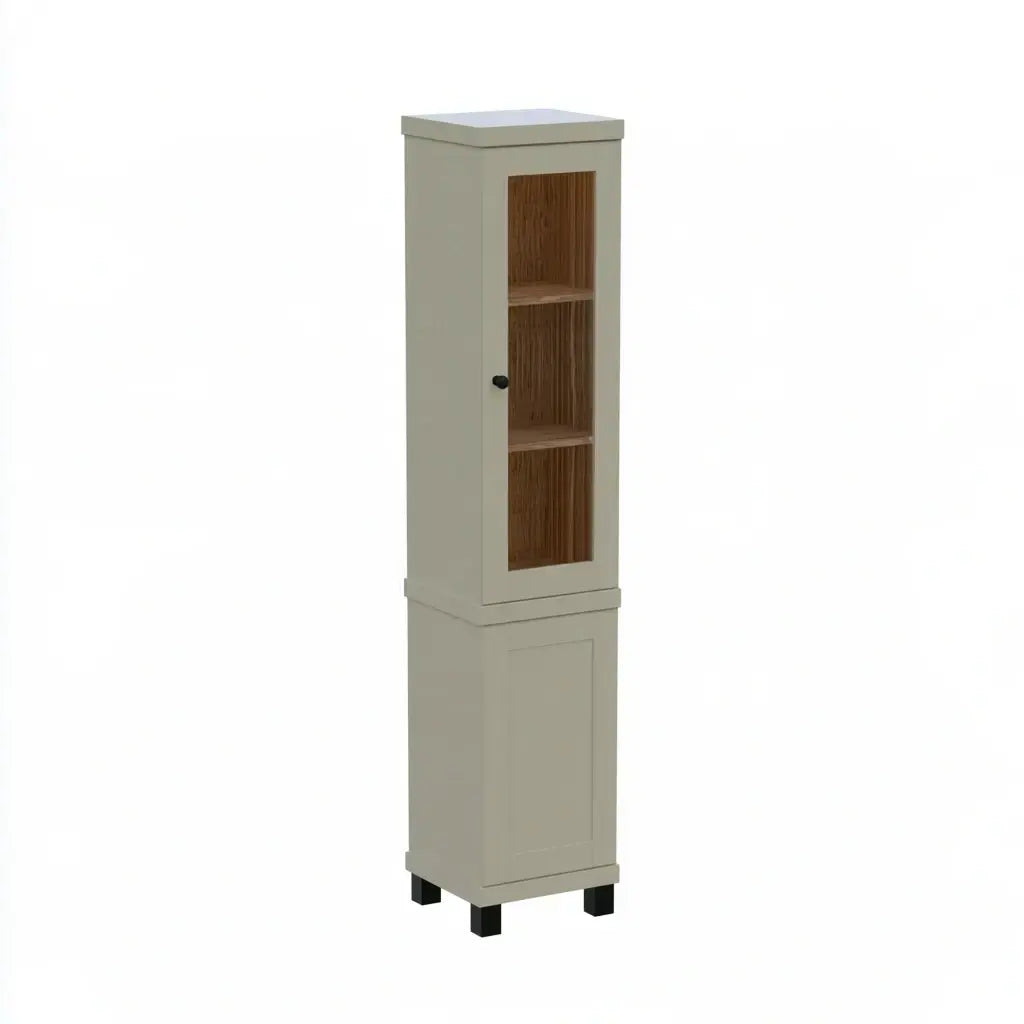 Vitrina muy estrecha con puerta inferior - beige