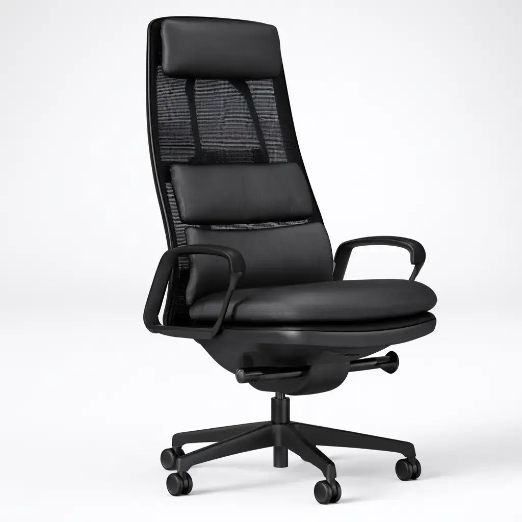 Silla de oficina con respaldo alto y ruedas - negro