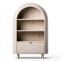 Estantería con remate arqueado y cajón inferior - beige
