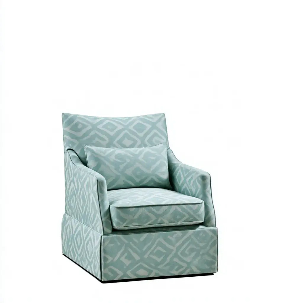 Sillón con tapizado geométrico y brazos rectos - verde